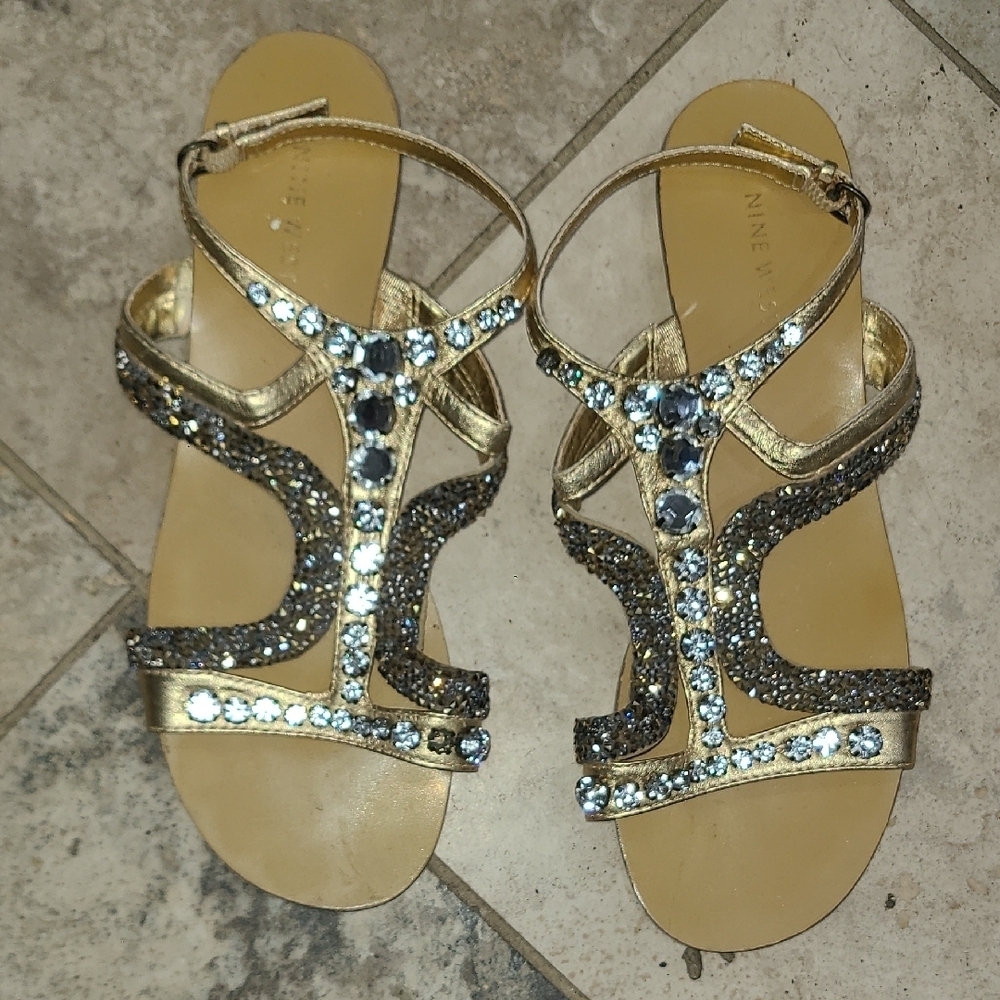 Nine West Gold and Silver Embellished Sandals - Picture 4 of 8